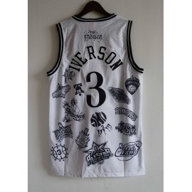Camiseta Allen Iverson #3 Philadelphia 76ers Edición tatuaje Blanco Camiseta Allen Iverson #3 Philadelphia 76ers Edición tatuaje Blanco