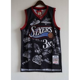 Camiseta Allen Iverson #3 Philadelphia 76ers Edición tatuaje Negro