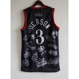 Camiseta Allen Iverson #3 Philadelphia 76ers Edición tatuaje Negro