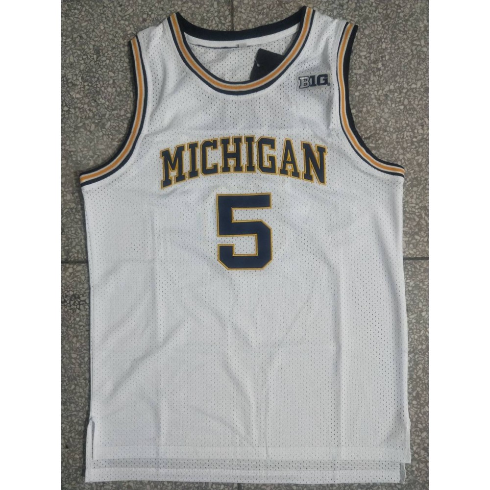 Camiseta Derrick Rose #5 University of Michigan Blanco Camiseta Derrick Rose #5 University of Michigan Blanco