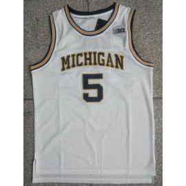 Camiseta Derrick Rose #5 University of Michigan Blanco