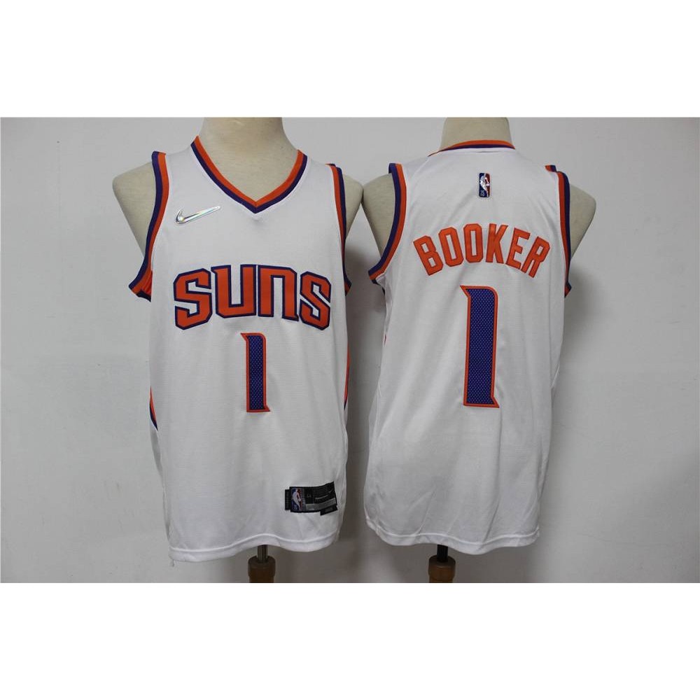 Camiseta Devin Booker #1 Phoenix Suns Edición 75 Aniversario Blanco Camiseta Devin Booker #1 Phoenix Suns Edición 75 Aniversario Blanco