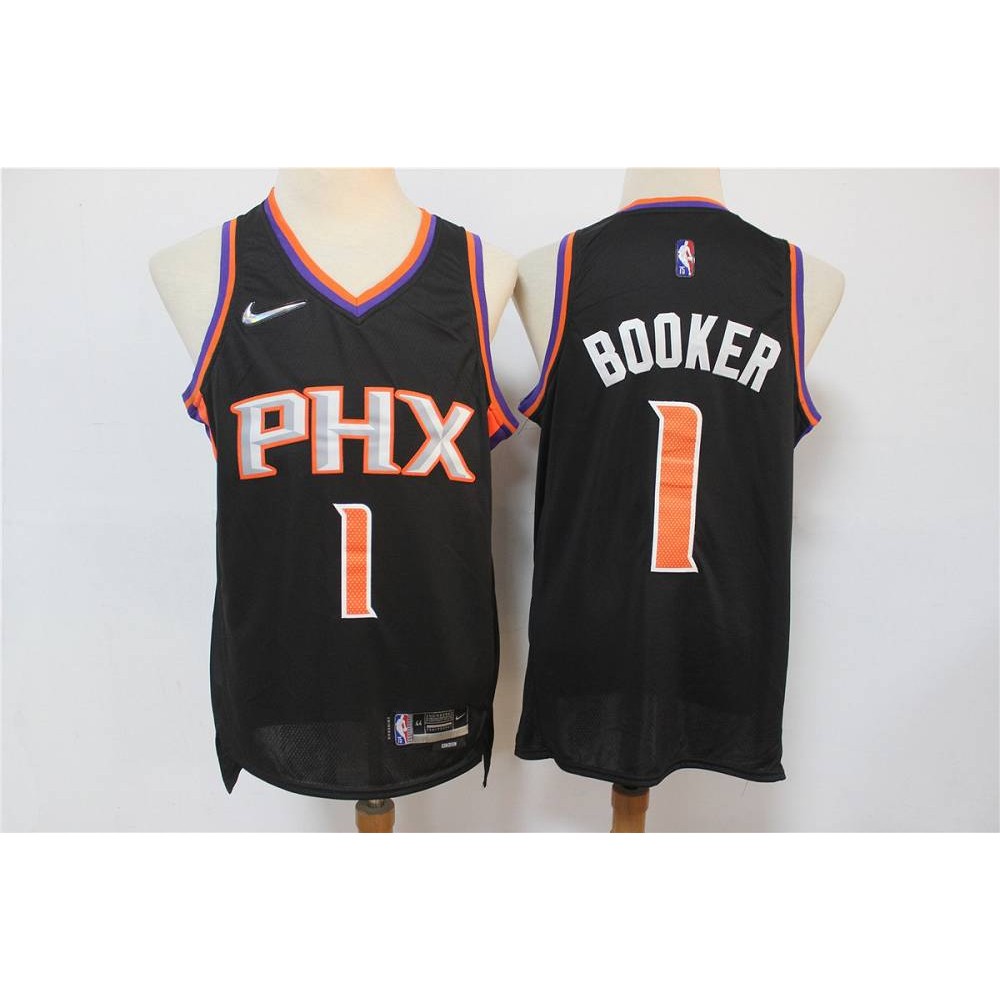 Camiseta Devin Booker #1 Phoenix Suns Edición 75 Aniversario Negro Camiseta Devin Booker #1 Phoenix Suns Edición 75 Aniversario Negro