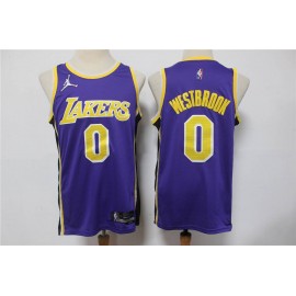 Camiseta Russell Westbrook #0 Los Angeles Lakers Edición 75 Aniversario Púrpura