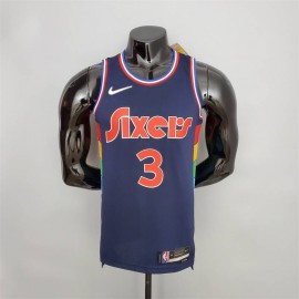 Camiseta Allen Iverson #3 Philadelphia 76ers 2022 Azul Real