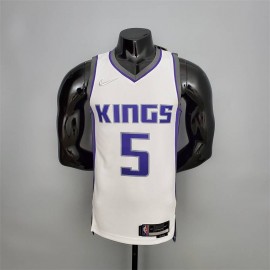 Camiseta De'Aaron Fox #5 Sacramento Kings Edición 75 Aniversario Blanco