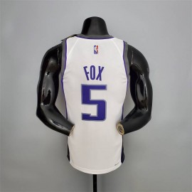 Camiseta De'Aaron Fox #5 Sacramento Kings Edición 75 Aniversario Blanco Camiseta De'Aaron Fox #5 Sacramento Kings Edición 75 Aniversario Blanco