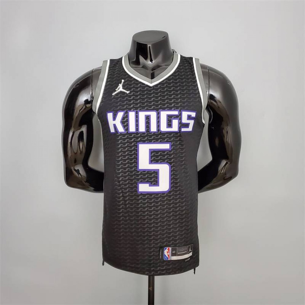 Camiseta De'Aaron Fox #5 Sacramento Kings Edición 75 Aniversario Negro Camiseta De'Aaron Fox #5 Sacramento Kings Edición 75 Aniversario Negro