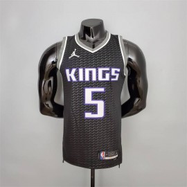 Camiseta De'Aaron Fox #5 Sacramento Kings Edición 75 Aniversario Negro