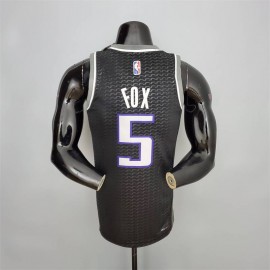 Camiseta De'Aaron Fox #5 Sacramento Kings Edición 75 Aniversario Negro Camiseta De'Aaron Fox #5 Sacramento Kings Edición 75 Aniversario Negro