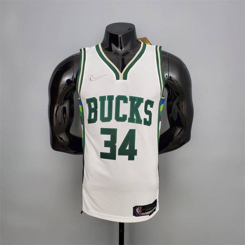 Camiseta Giannis Antetokounmpo 34 Milwaukee Bucks 2022 Blanco Camiseta Giannis Antetokounmpo 34 Milwaukee Bucks 2022 Blanco