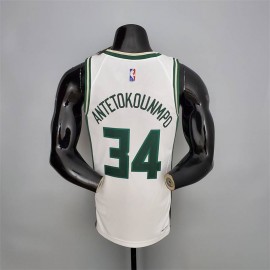 Camiseta Giannis Antetokounmpo 34 Milwaukee Bucks 2022 Blanco Camiseta Giannis Antetokounmpo 34 Milwaukee Bucks 2022 Blanco