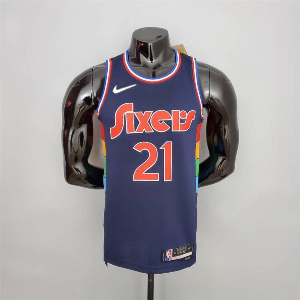 Camiseta Joel Embiid #21 Philadelphia 76ers 2022 Azul Real Camiseta Joel Embiid #21 Philadelphia 76ers 2022 Azul Real