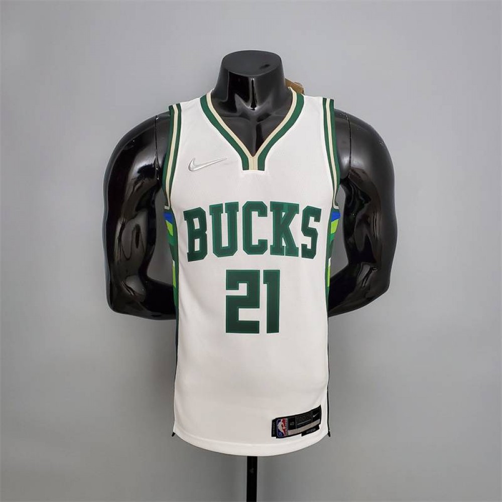 Camiseta Jrue Holiday #21 Milwaukee Bucks 2022 Blanco Camiseta Jrue Holiday #21 Milwaukee Bucks 2022 Blanco