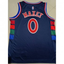Camiseta Tyrese Maxey #0 Philadelphia 76ers 2022 Edición 75 Aniversario Azul Oscuro  Camiseta Tyrese Maxey #0 Philadelphia 76ers 2022 Edición 75 Aniversario Azul Oscuro