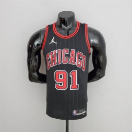 Camiseta Dennis Rodman #91 Chicago Bulls Edición 75 Aniversario Jordan Negro