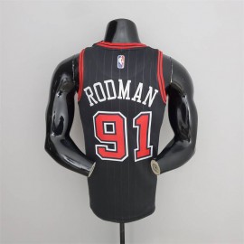 Camiseta Dennis Rodman #91 Chicago Bulls Edición 75 Aniversario Jordan Negro