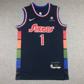 Camiseta James Harden #1 Philadelphia 76ers 2022 City Edition Azul