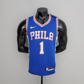 Camiseta James Harden #1 Philadelphia 76ers Cuello en V Azul