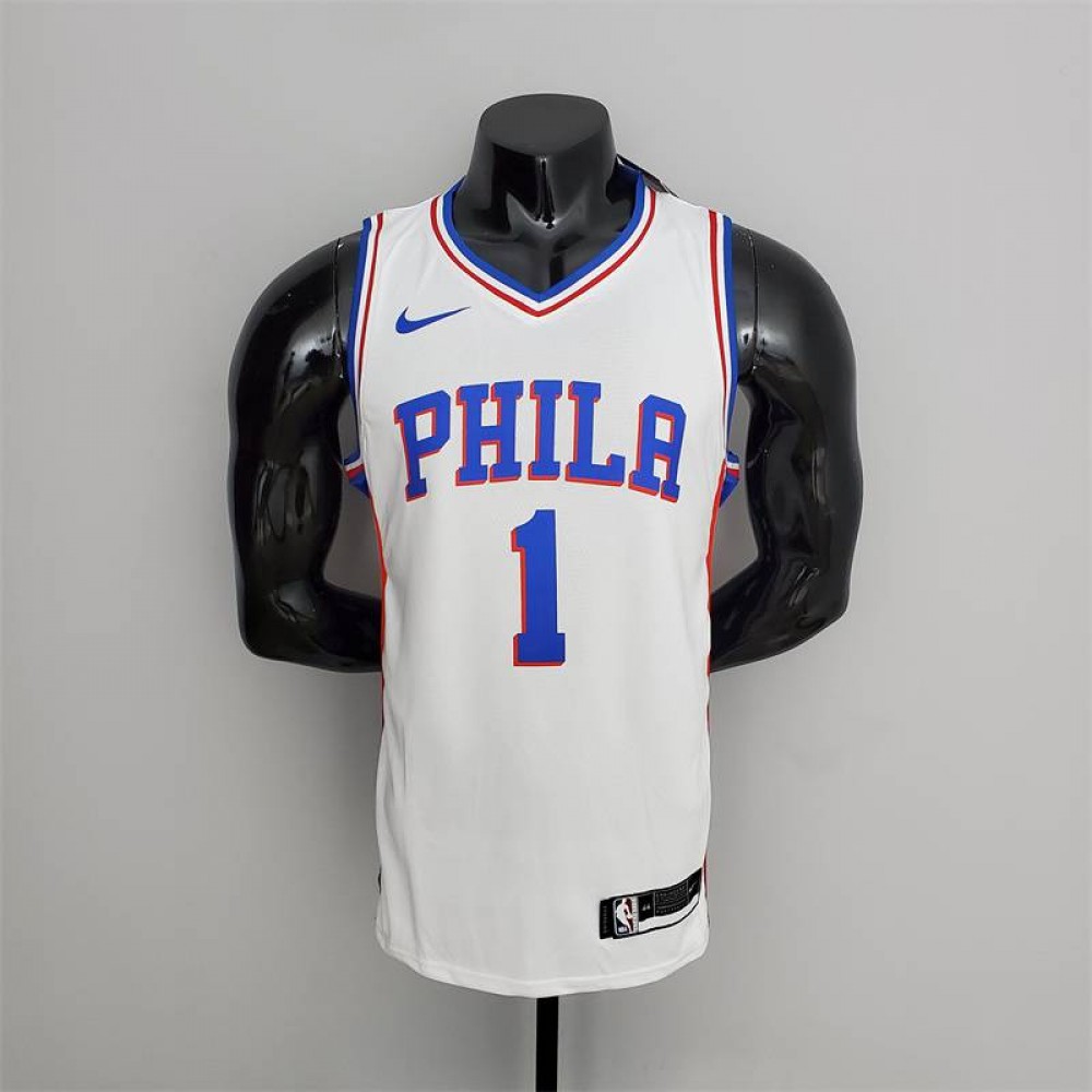 Camiseta James Harden #1 Philadelphia 76ers Cuello en V Blanco Camiseta James Harden #1 Philadelphia 76ers Cuello en V Blanco