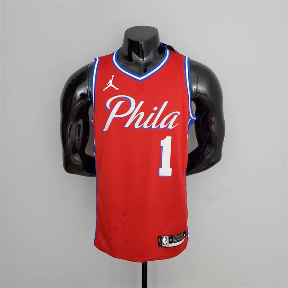 Subir y bajar Temporizador abrelatas Camiseta James Harden #1 Philadelphia 76ers Cuello en V Rojo ⋆ MiCamisetaNBA