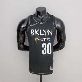 Camiseta Seth Curry #30 Brooklyn Nets Icon Azul City Edition Negro