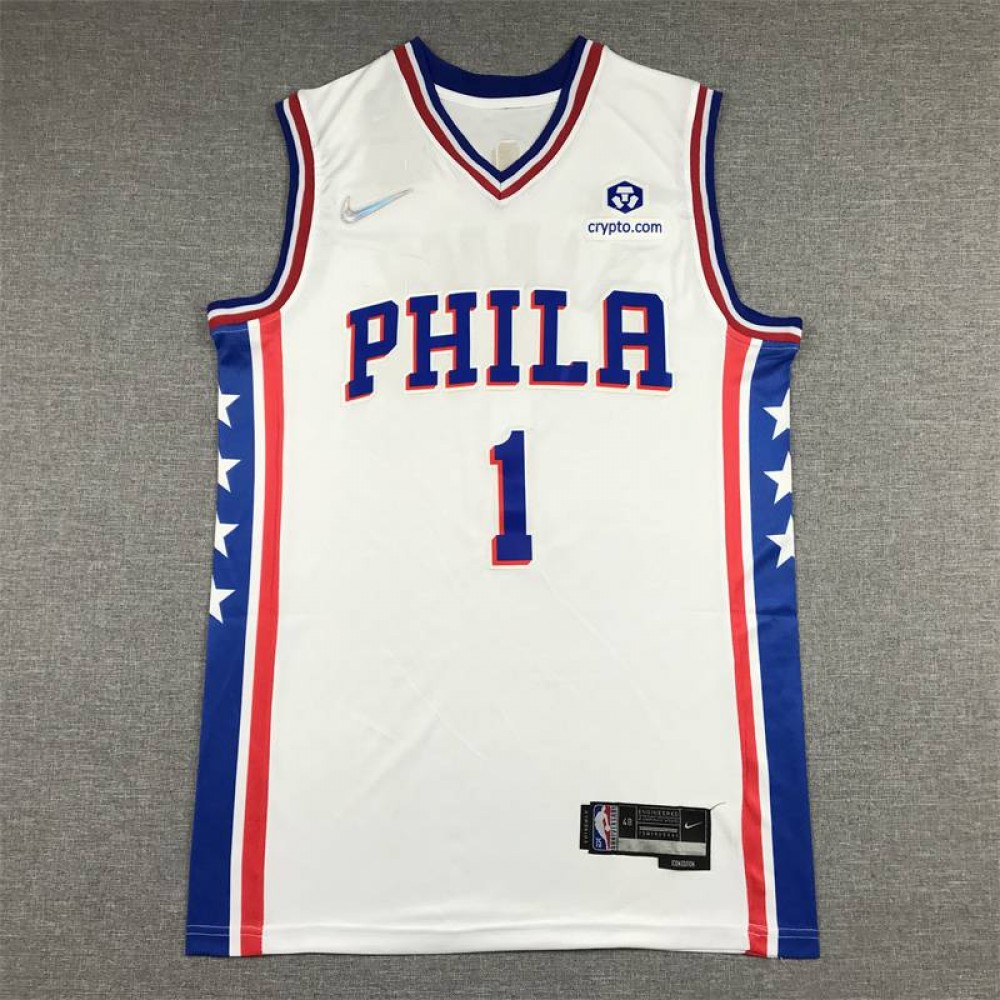 Camiseta James Harden #1 Philadelphia 76ers Blanco