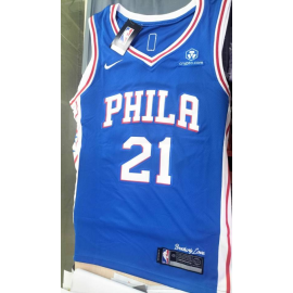 Camiseta Joel Embiid #21 Philadelphia 76ers Azul Camiseta Joel Embiid #21 Philadelphia 76ers Azul
