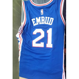 Camiseta Joel Embiid #21 Philadelphia 76ers Azul Camiseta Joel Embiid #21 Philadelphia 76ers Azul