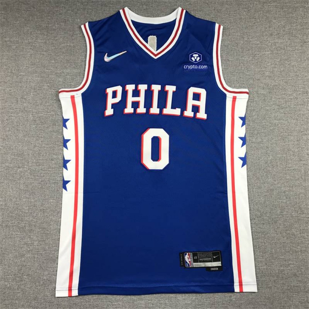 Camiseta Tyrese Maxey #0 Philadelphia 76ers Azul Camiseta Tyrese Maxey #0 Philadelphia 76ers Azul