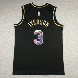 Camiseta Allen Iverson #3 Philadelphia 76ers Diamond Edition Oro Negro