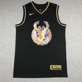 Camiseta Giannis Antetokounmpo #34 Milwaukee Bucks Diamond Edition Oro Negro