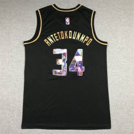Camiseta Giannis Antetokounmpo #34 Milwaukee Bucks Diamond Edition Oro Negro Camiseta Giannis Antetokounmpo #34 Milwaukee Bucks Diamond Edition Oro Negro