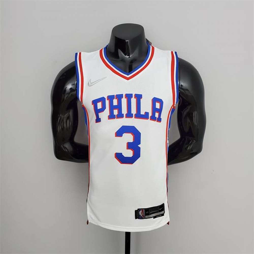 Camiseta Allen Iverson #3 Philadelphia 76ers Edición 75 Aniversario Blanco