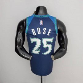 Camiseta Derrick Rose #25 Minnesota Timberwolves Edición 75 Aniversario 2022 City Edition Azul