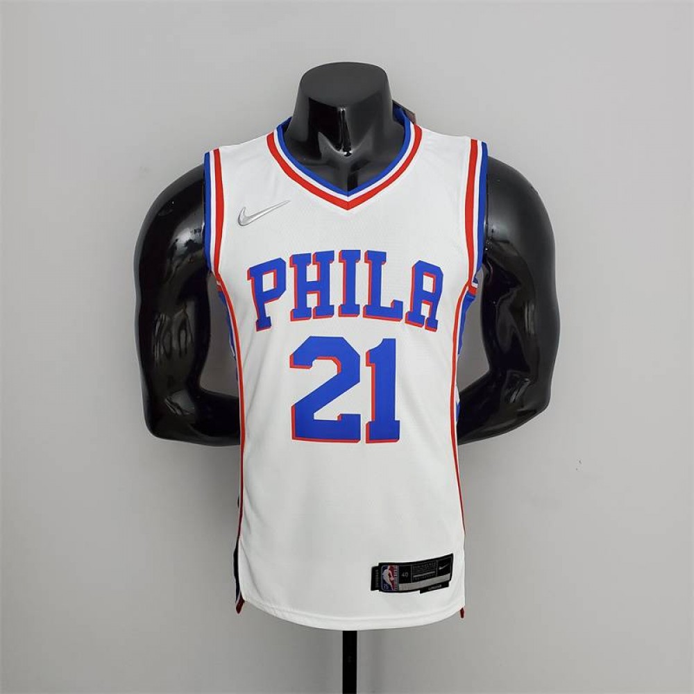 Camiseta Joel Embiid #21 Philadelphia 76ers Edición 75 Aniversario Blanco Camiseta Joel Embiid #21 Philadelphia 76ers Edición 75 Aniversario Blanco