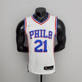 Camiseta Joel Embiid #21 Philadelphia 76ers Edición 75 Aniversario Blanco