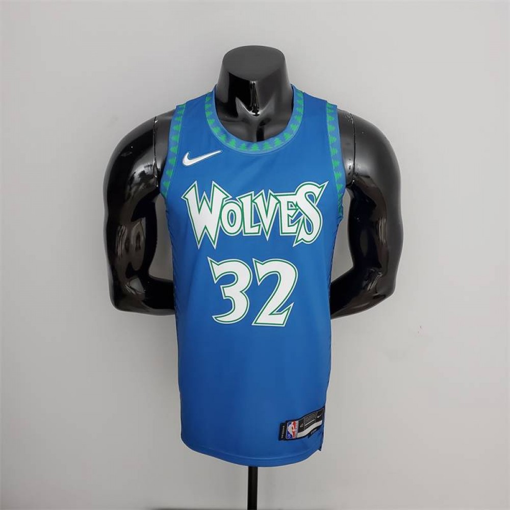 Camiseta Karl-Anthony Towns #32 Minnesota Timberwolves Edición 75 Aniversario 2022 City Edition Azul Camiseta Karl-Anthony Towns #32 Minnesota Timberwolves Edición 75 Aniversario 2022 City Edition Azul