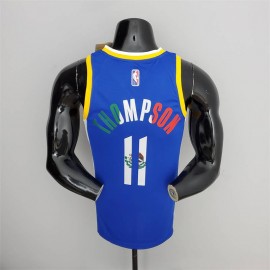 Camiseta Klay Thompson #11 Golden State Warriors Edición 75 Aniversario Mexico Edition Azul Camiseta Klay Thompson #11 Golden State Warriors Edición 75 Aniversario Mexico Edition Azul