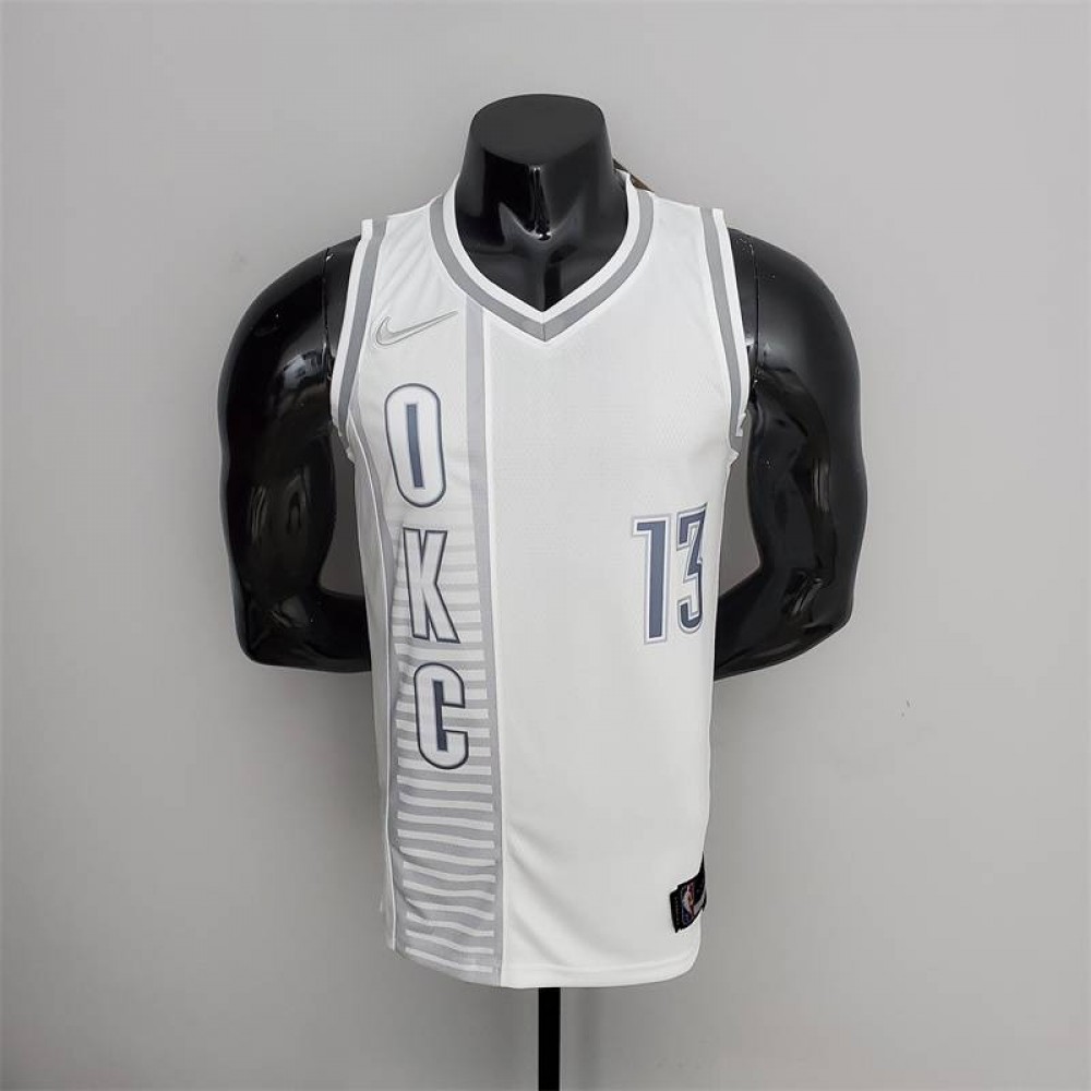 Camiseta Paul George #13 Oklahoma City Thunder Edición 75 Aniversario 2022 City Edition Blanco