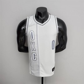 Camiseta Russell Westbrook #0 Oklahoma City Thunder Edición 75 Aniversario 2022 City Edition Blanco