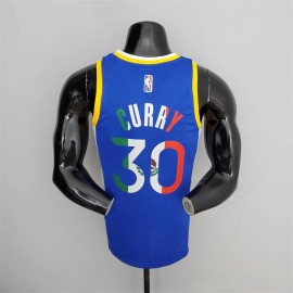Camiseta Stephen Curry #30 Golden State Warriors Edición 75 Aniversario Clásico Mexico Edition Azul Camiseta Stephen Curry #30 Golden State Warriors Edición 75 Aniversario Clásico Mexico Edition Azul
