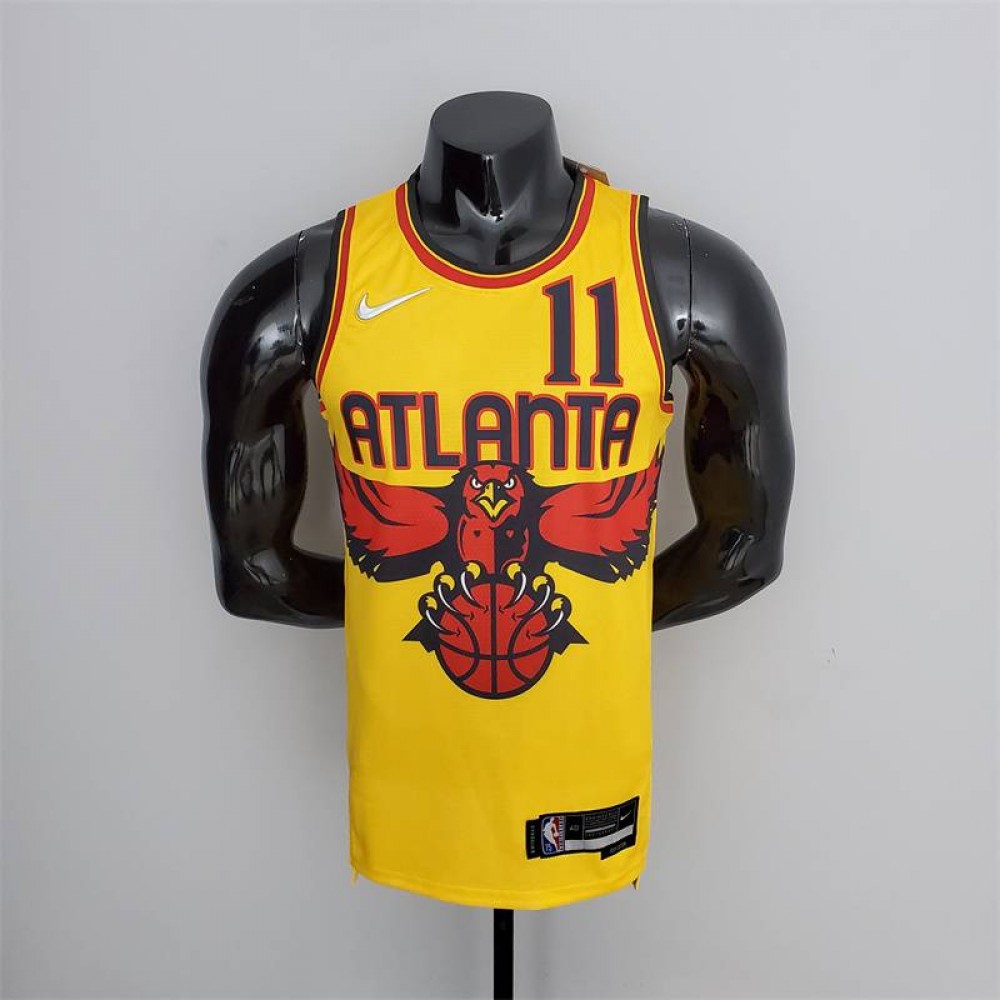 Camiseta Trae Young #11 Atlanta Hawks Edición 75 Aniversario 2022 City Edition Amarillo Camiseta Trae Young #11 Atlanta Hawks Edición 75 Aniversario 2022 City Edition Amarillo