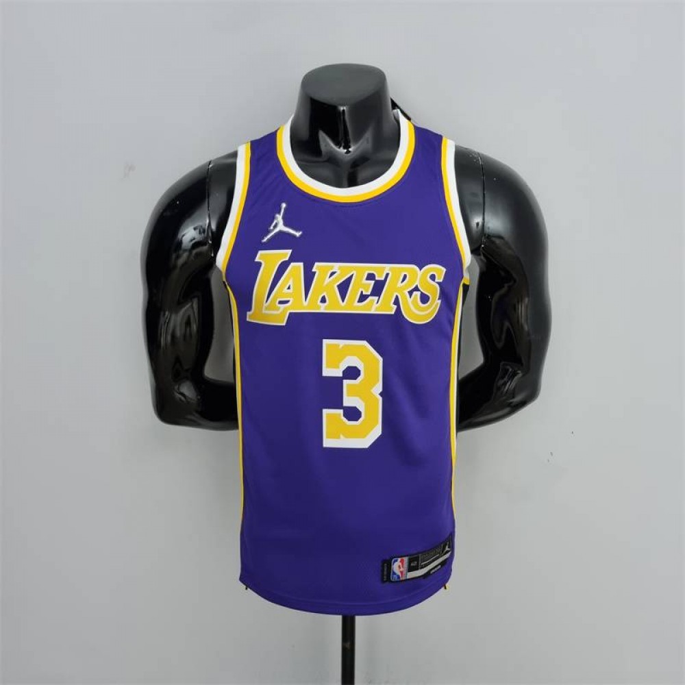 Camiseta Anthony Davis #3 Los Angeles Lakers Jordan Edición 75 Aniversario Púrpura