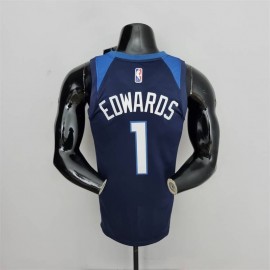 Camiseta Anthony Edwards #1 Minnesota Timberwolves Edición 75 Aniversario Azul Real