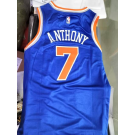 Camiseta Carmelo Anthony #7 New York Knicks Edición 75 Aniversario Azul