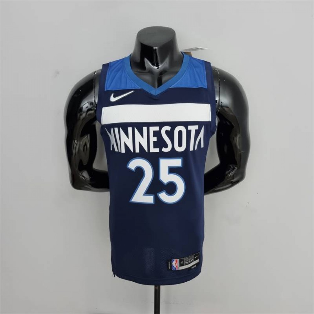 Camiseta Derrick Rose #25 Minnesota Timberwolves Edición 75 Aniversario Azul Real