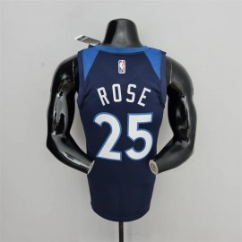 Camiseta Derrick Rose #25 Minnesota Timberwolves Edición 75 Aniversario Azul Real