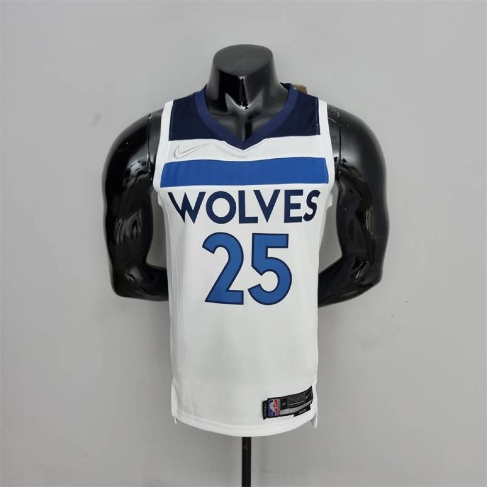 Camiseta Derrick Rose #25 Minnesota Timberwolves Edición 75 Aniversario Blanco