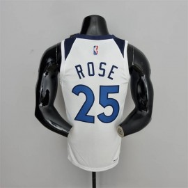 Camiseta Derrick Rose #25 Minnesota Timberwolves Edición 75 Aniversario Blanco